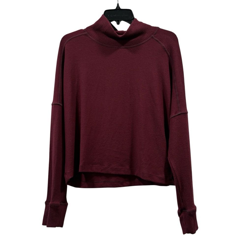 NWT Michael Stars Frida Mock Neck Top Brushed Jersey Maroon Burgundy Size XS